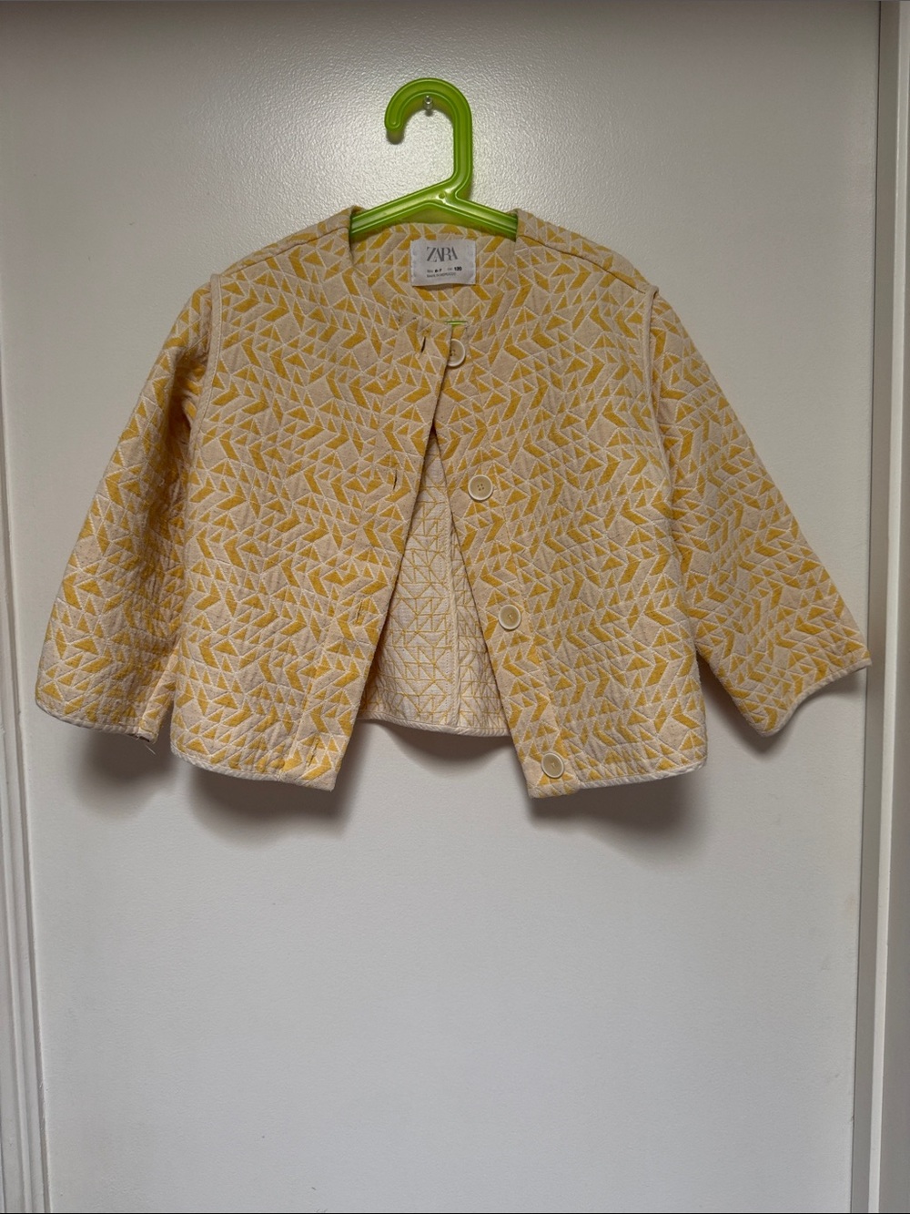 Zara Yellow Quilted Patterned Girls Jacket